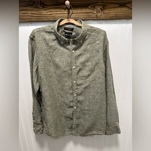 Banana Republic Camden 100% Linen Olive  Button-Down Shirt XL Natural Fibers